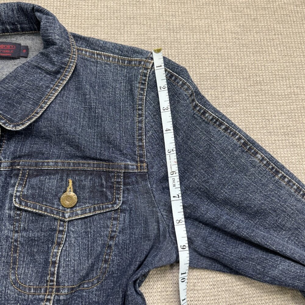 Tribal Denim Womens Blue Jean Jacket Size 8 Button Up Pockets Long Sleeve Collar - Picture 11 of 11